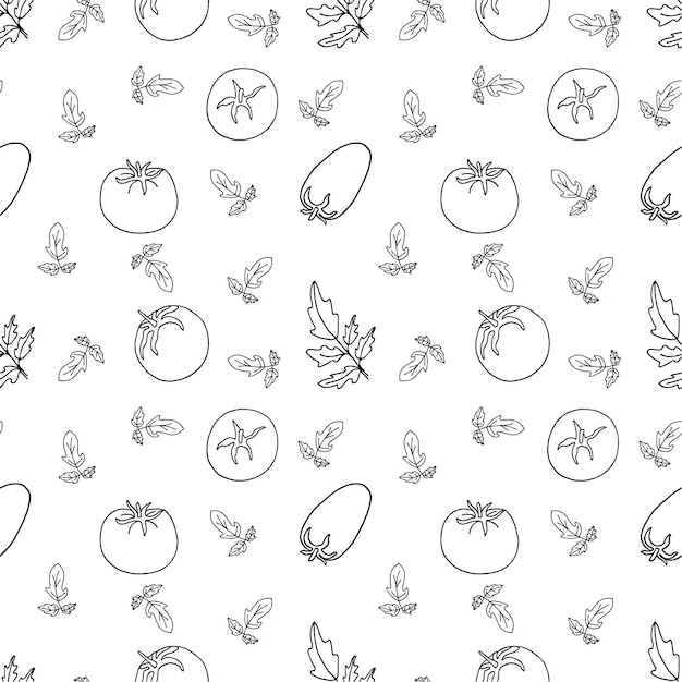Patrón de tomates en estilo doodle