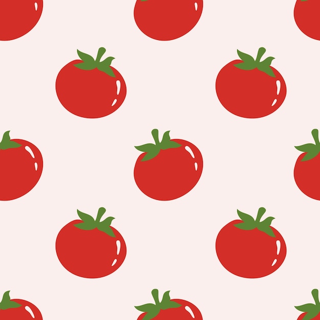 Patrón de tomates maduros sobre un fondo rosa en estilo plano de dibujos animados