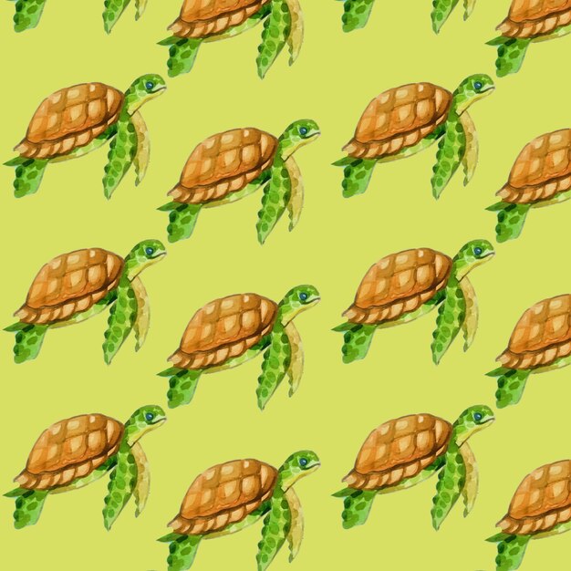 Vector patrón de tortuga acuarela