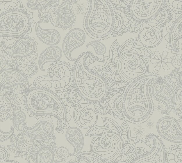 Vector patrón tradicional de paisley ornamental sin costuras dibujado a mano