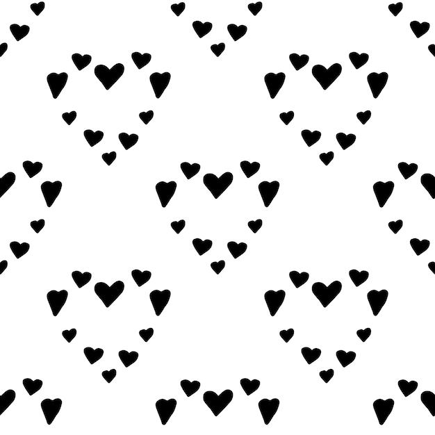 Patrón de trandy nórdico Absctract con corazones en estilo escandinavo moderno en estilo Doodle vectorial