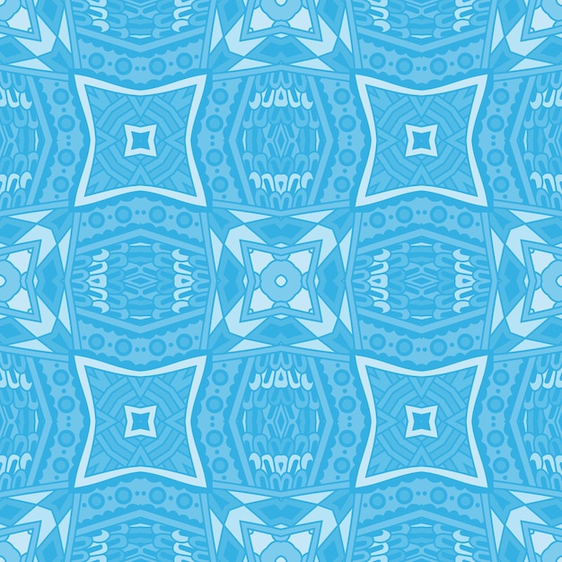 Patrón transparente abstracto geométrico azul. Fondo ornamental de azulejos de vector clásico.
