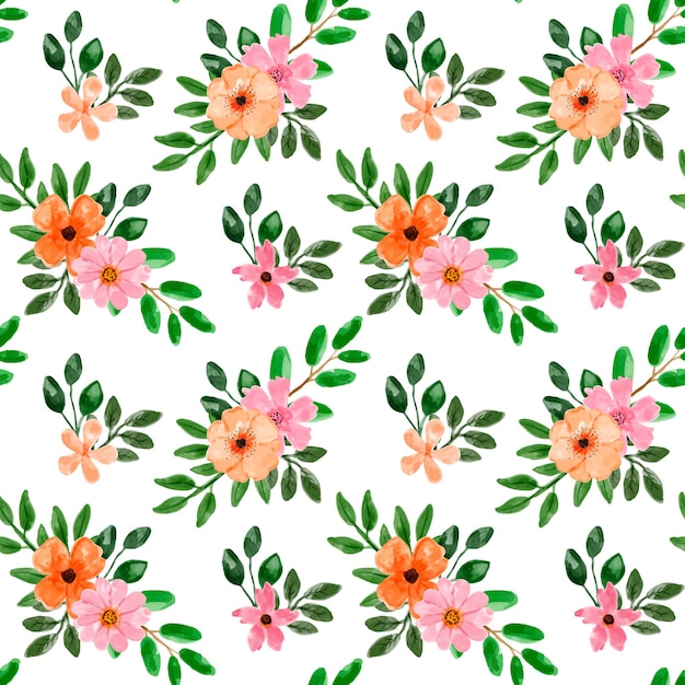 Patrón transparente acuarela floral naranja rosa