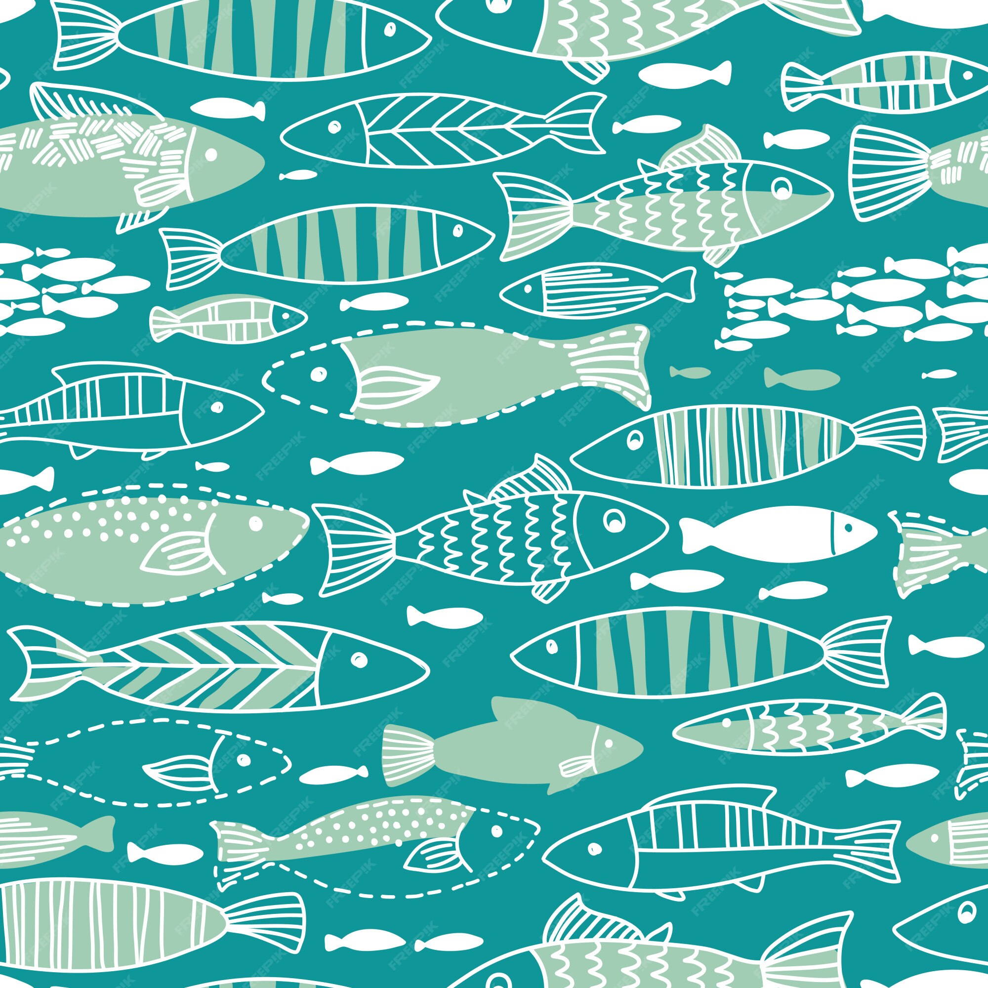 Patrón transparente bajo el agua con peces. el patrón sin costuras se puede utilizar para fondos de pantalla, fondos de páginas web | Vector Premium Patrón transparente bajo el agua con peces. el patrón sin costuras se puede utilizar para fondos de pantalla, fondos de páginas web | Vector Premium
