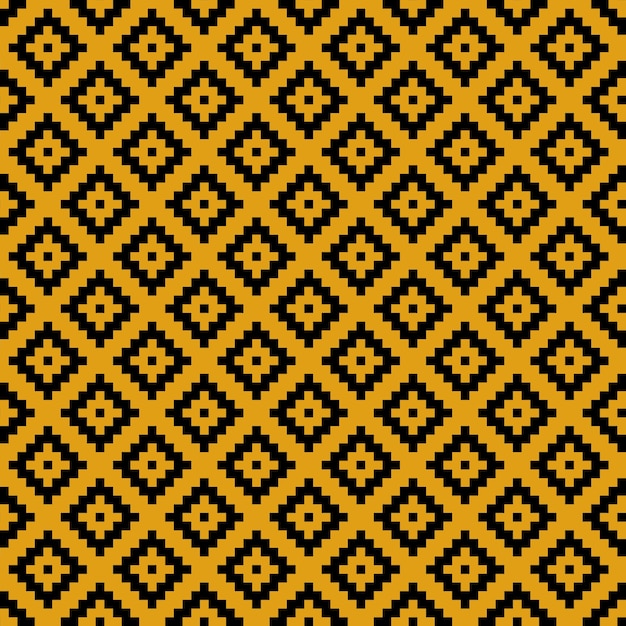 Patrón transparente amarillo con diseño tradicional azteca negro