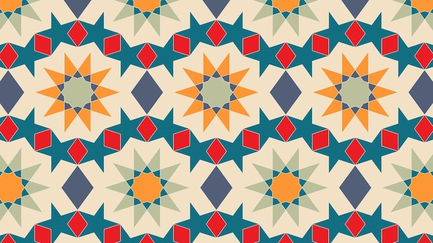 Patrón transparente árabe en paleta multicolor Decoración oriental Estilo étnico musulmán árabe Diseño de papel tapiz de Ramadán Vector