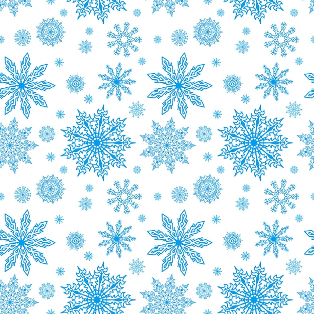 Patrón transparente azul con copos de nieve para la ilustración de vector de diseño de Navidad