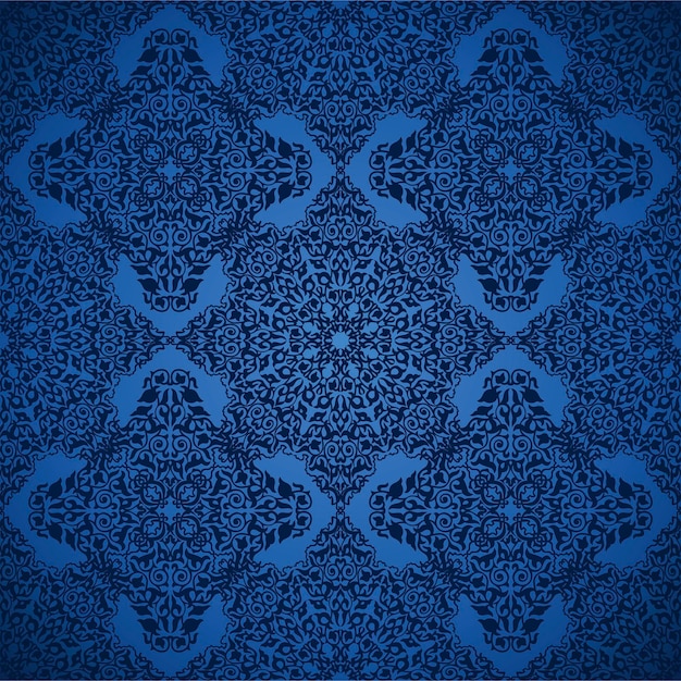 Patrón transparente azul decorativo en fondo de estilo étnico mosaico