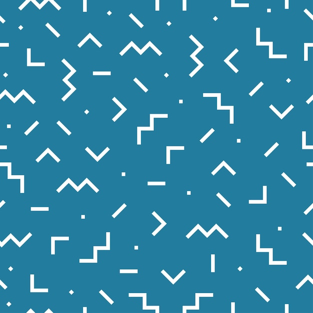 Patrón transparente azul con formas geométricas blancas de memphis