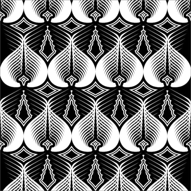 Patrón transparente en blanco y negro con un diseño de hoja.