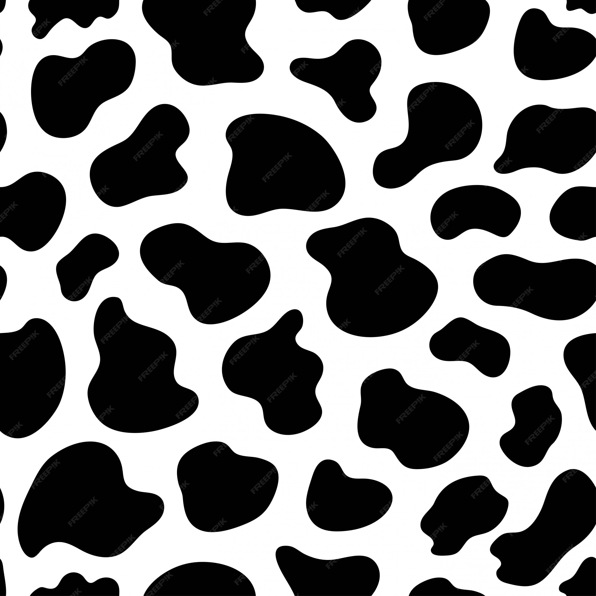 Patrón transparente blanco y negro con textura de vaca. fondo de piel  animal de manchas negras. | Vector Premium