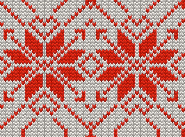 Patrón transparente blanco y rojo vacaciones con punto de cruz bordado ornamento feliz año nuevo. Plantilla de Navidad sin fin para paquetes, sitios web, textiles. Y también incluye