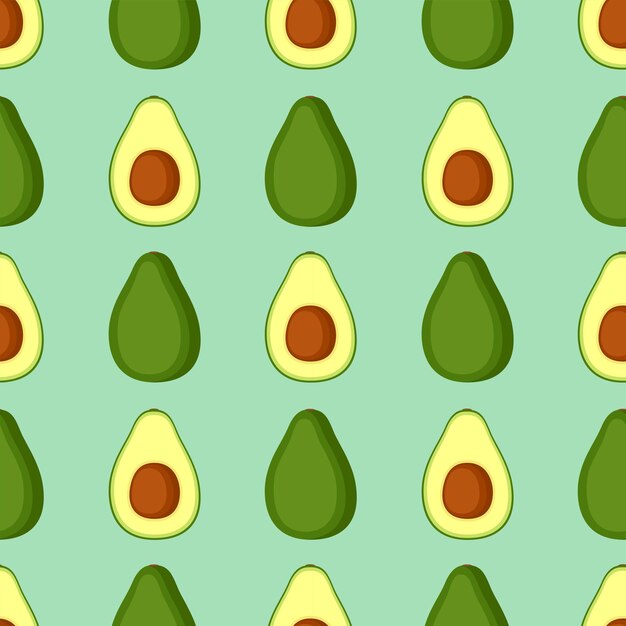 Patrón transparente brillante con aguacate, ilustración vectorial