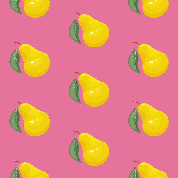 Patrón transparente brillante con peras amarillas Fondo repetitivo con fruta Impresión vectorial