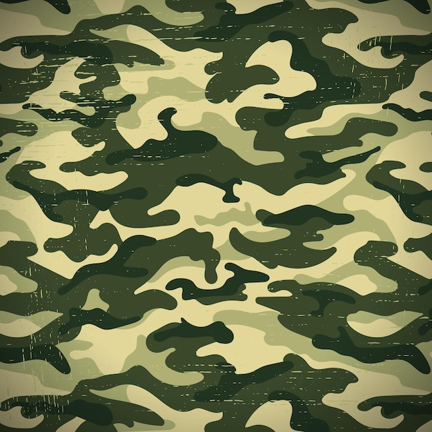 Patrón transparente de camuflaje en colores verde-marrón. Ilustración vectorial