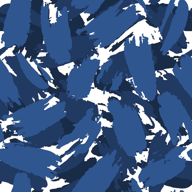 Patrón transparente de camuflaje grunge a mano alzada sobre fondo blanco. Papel pintado artístico abstracto del cepillo. Ilustración vectorial.