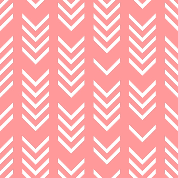 Vector patrón transparente de chevron blanco con fondo rosa