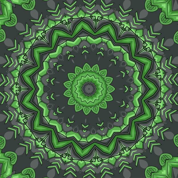 Patrón transparente de color verde con ilustración de vector de ornamento de mandala