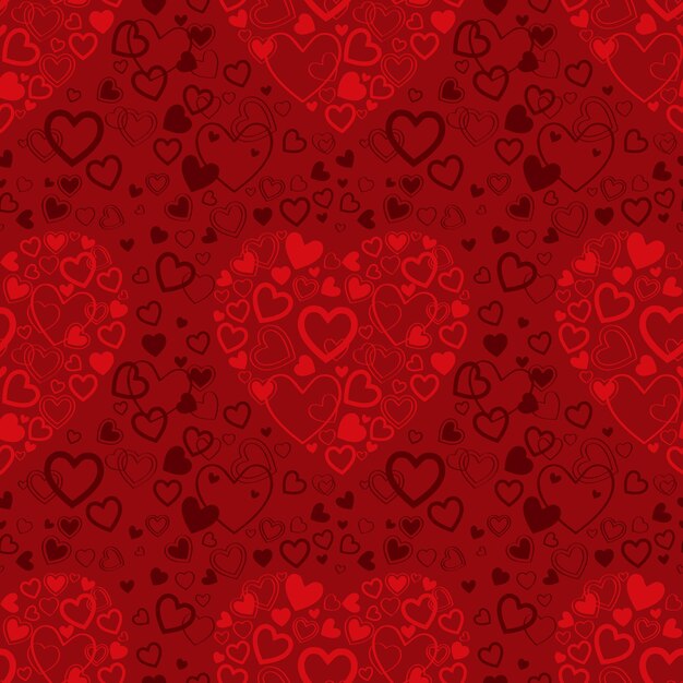 Patrón transparente de día de San Valentín rojo con corazones