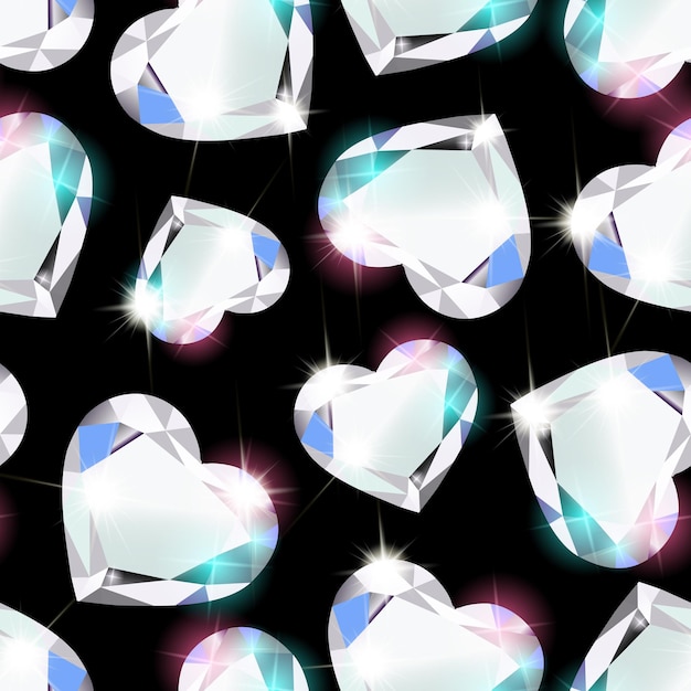 Patrón transparente de diamante brillante en forma de corazón Fondo para el cumpleaños del día de San Valentín