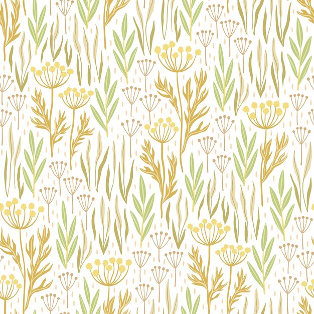 Patrón transparente dibujado a mano con flores silvestres estilizadas ilustración floral colorida para papel y regalo