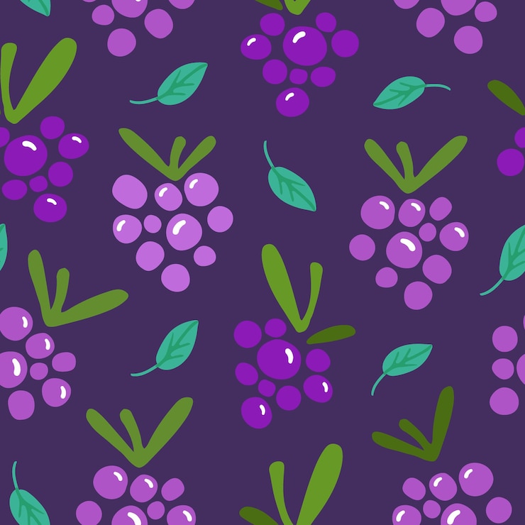 Vector patrón transparente dibujado a mano con mora y hojas fondo de vector lindo y moderno
