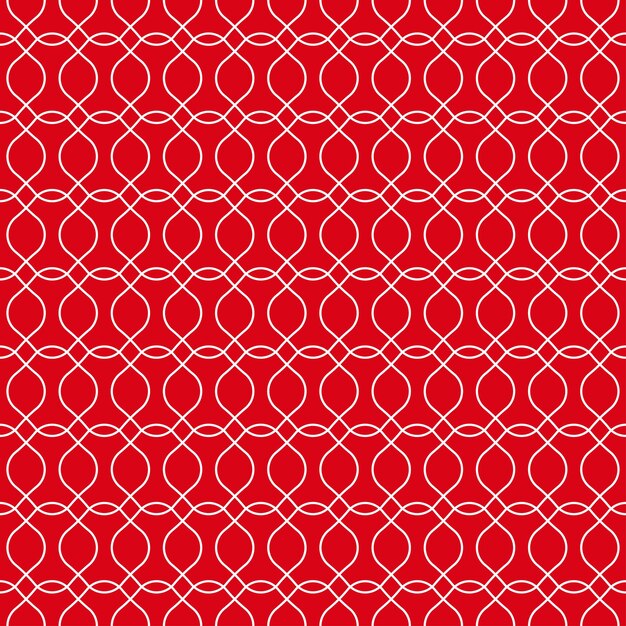 Patrón transparente de diseño geométrico blanco con fondo rojo.