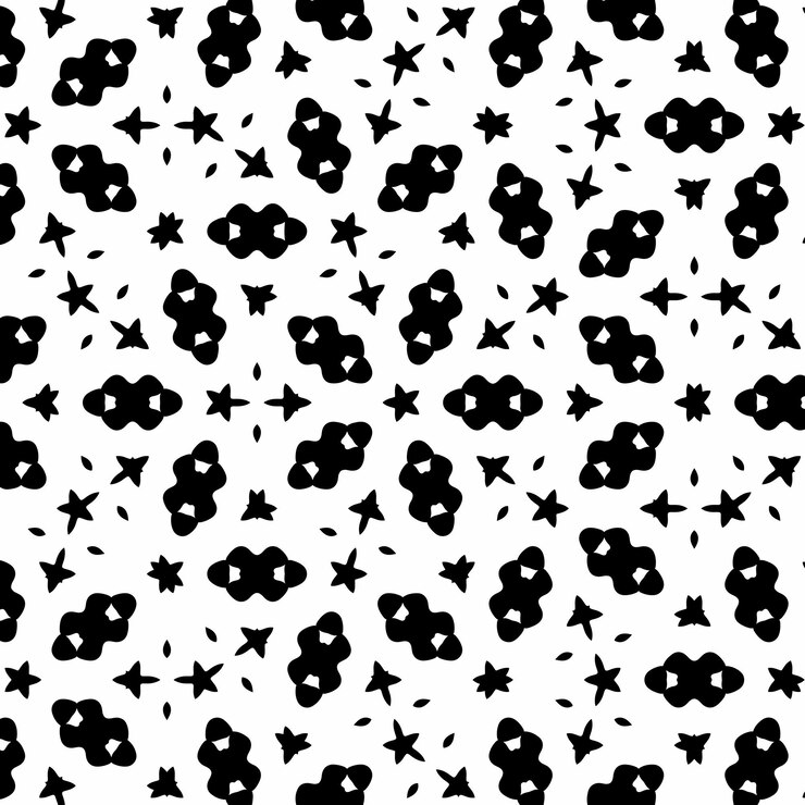 Patrón transparente de doodle blanco y negro abstracto