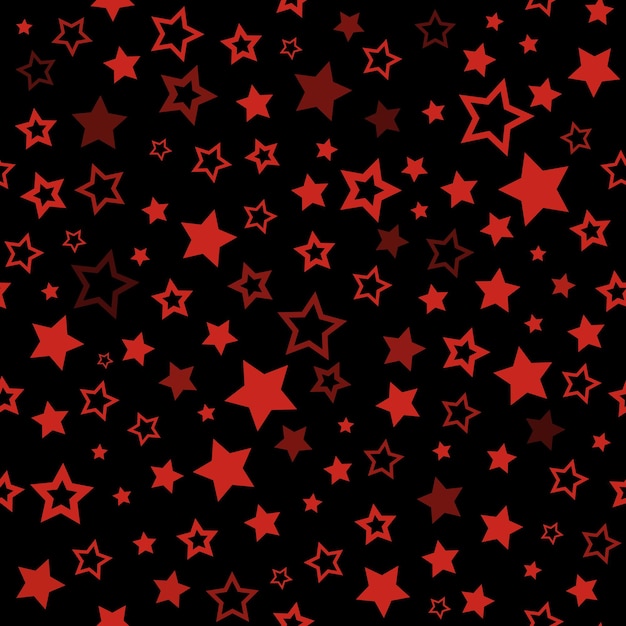 Patrón transparente de estrellas rojas brillantes. Fondo de vector de Navidad, papel de regalo