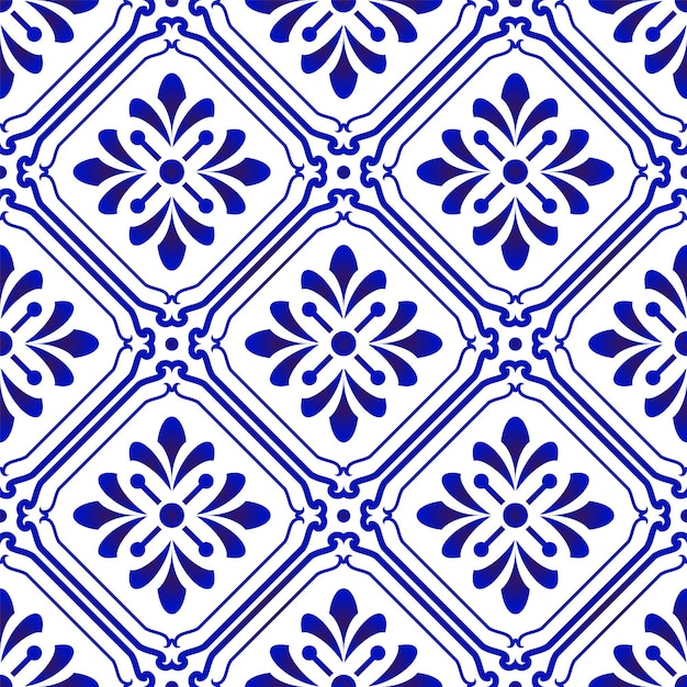 Vector patrón transparente floral azul y blanco