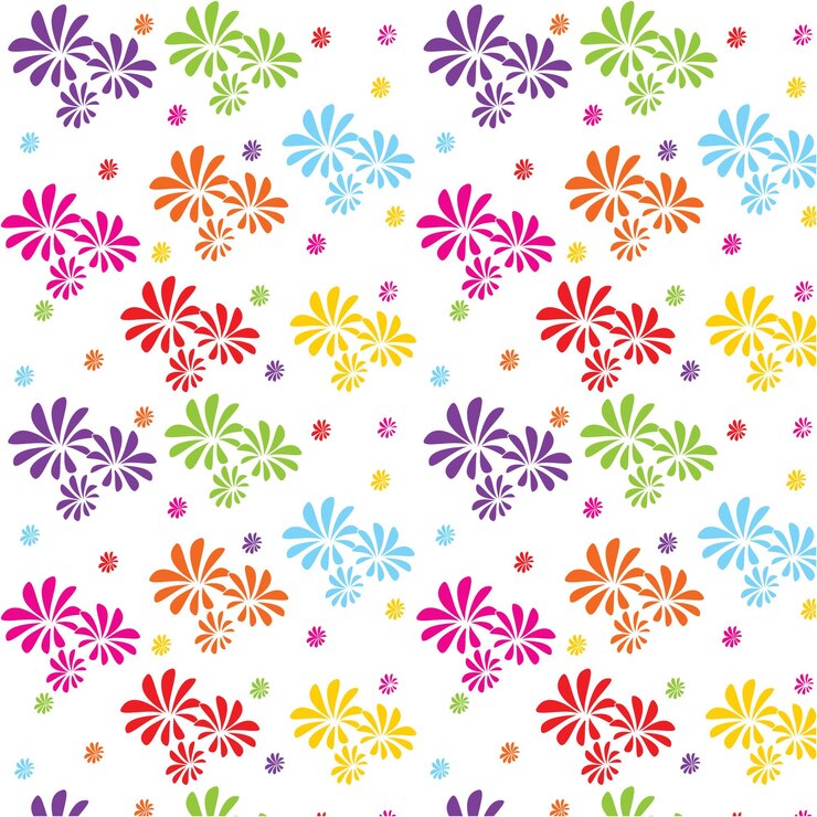 Patrón transparente floral colorido dibujado a mano