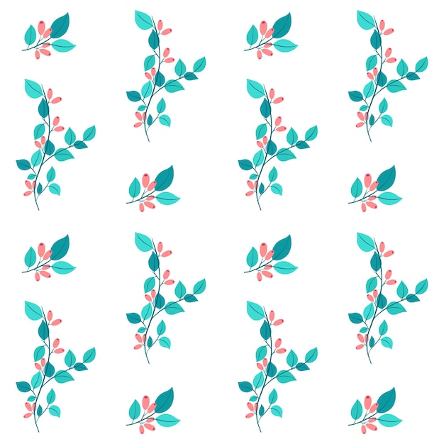 Patrón transparente floral dibujado a mano con ramas y bayas fondo de ilustración vectorial