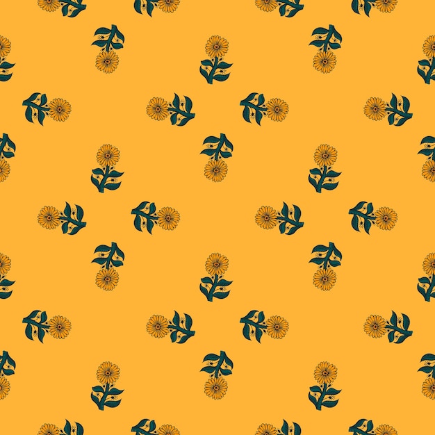 Patrón transparente floral de estilo geométrico con girasoles ornamentados