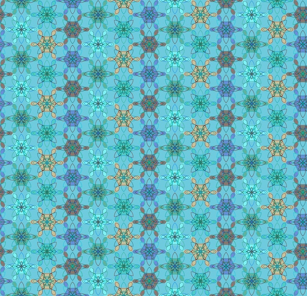 Patrón transparente floral geométrico abstracto sobre fondo negro estilo este