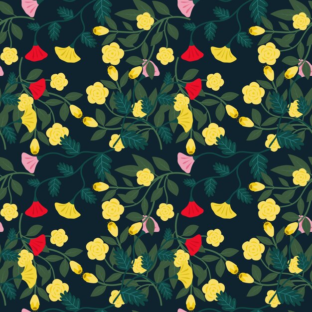 Patrón transparente floral negro
