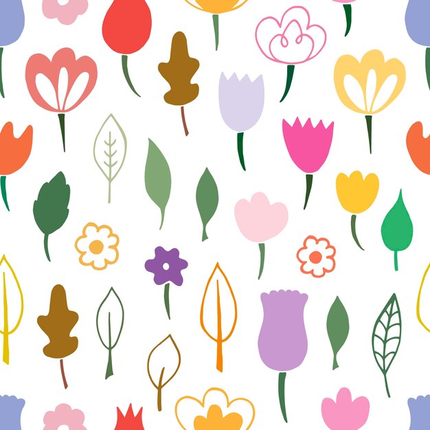 Patrón transparente floral vector simple