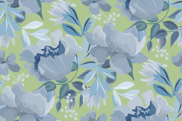 Patrón transparente floral vectorial en colores azul y verde Diseño floral para decorar superficies