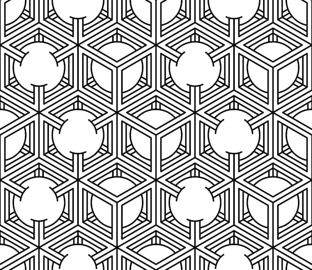 Patrón transparente geométrico abstracto ilusorio monocromo con figuras geométricas 3d. Telón de fondo rayado blanco y negro vectorial.