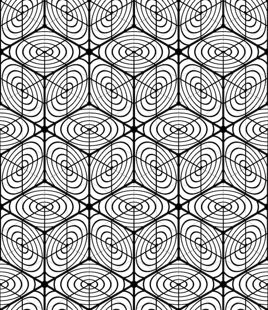 Patrón transparente geométrico abstracto ilusorio monocromo con figuras geométricas 3d. telón de fondo rayado blanco y negro vectorial.
