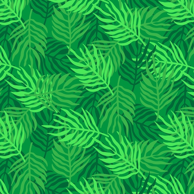Vector patrón transparente de hojas verdes naturales tropicales exóticas