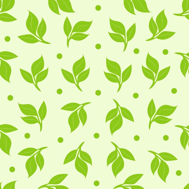 Patrón transparente de hojas verdes Plantilla de vector plano