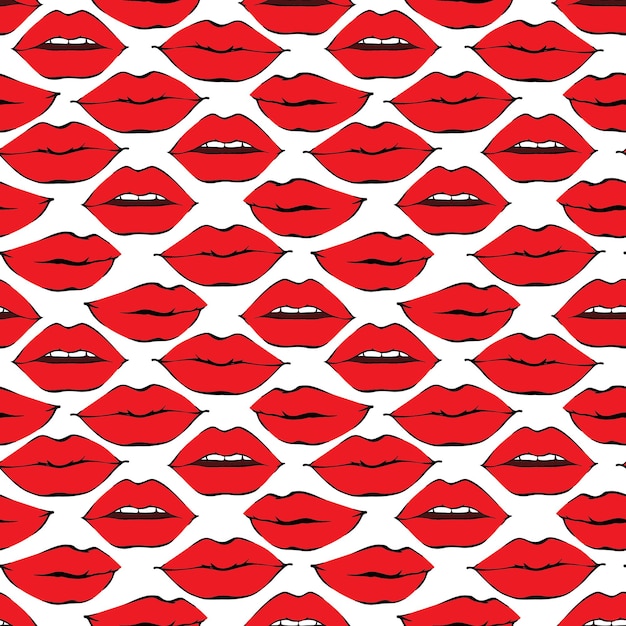 patrón transparente de labios y besos