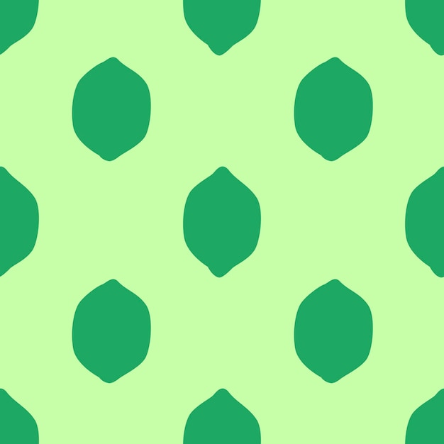 Patrón transparente de limón verde en estilo de diseño plano Frutas de limón de dibujos animados dibujados a mano
