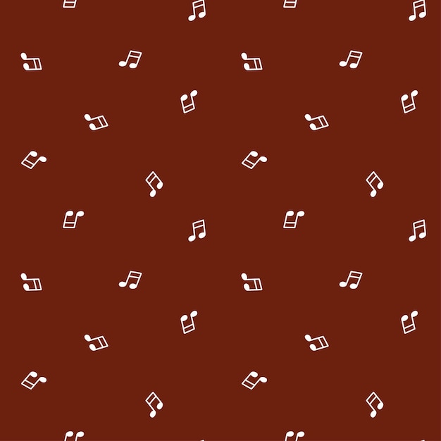 Patrón transparente marrón con notas musicales blancas