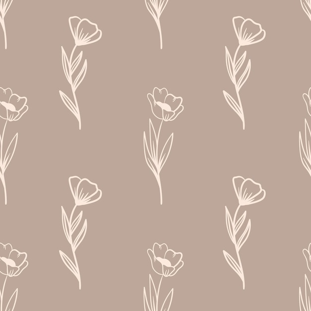 Patrón transparente minimalista floral boho. Patrón bohemio con rama y flores. Patrón de boda