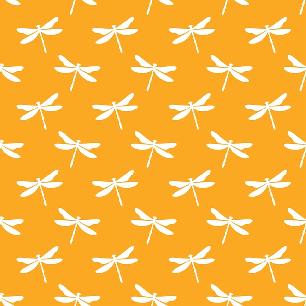 Patrón transparente naranja con libélulas blancas Diseño lindo e infantil para tela textil wallpa