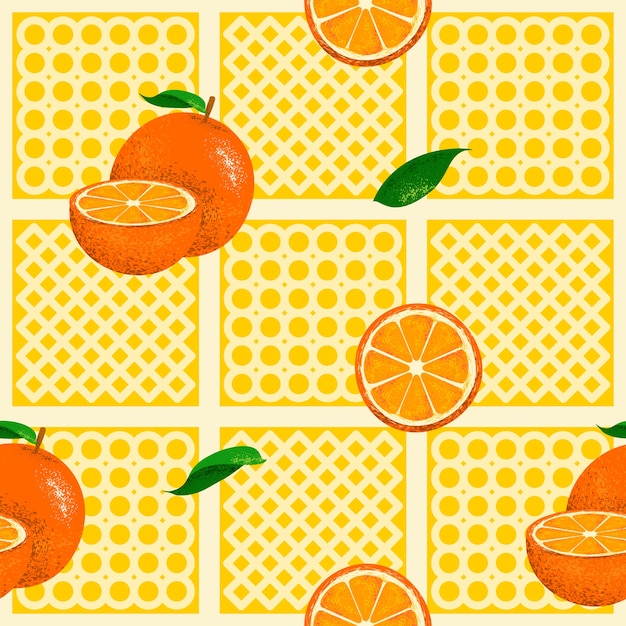 Vector patrón transparente de naranjas con textura