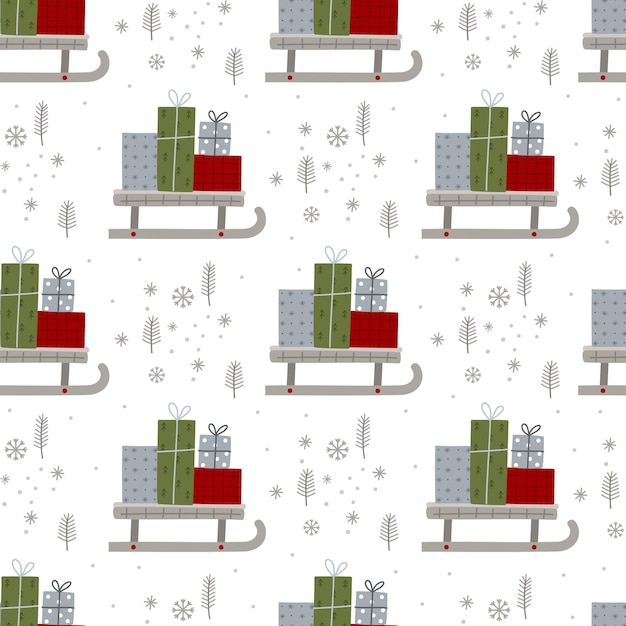 Patrón transparente de Navidad y año nuevo con elementos navideños de invierno