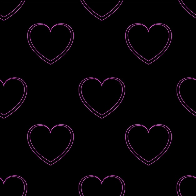 Patrón transparente negro y2k con corazones de color rosa neón