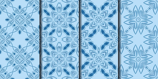 Patrón transparente ornamental azul degradado